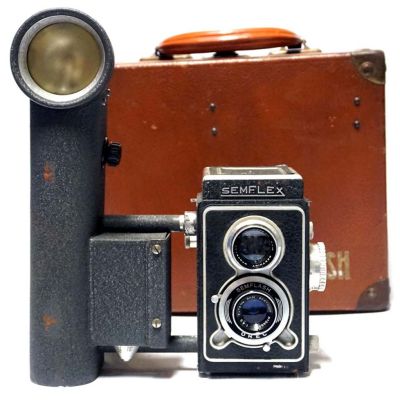 Máquina fotográfica clássica analógica vintage TLR Sem Semflex P. Angénieux Type 1 (1958-61) 