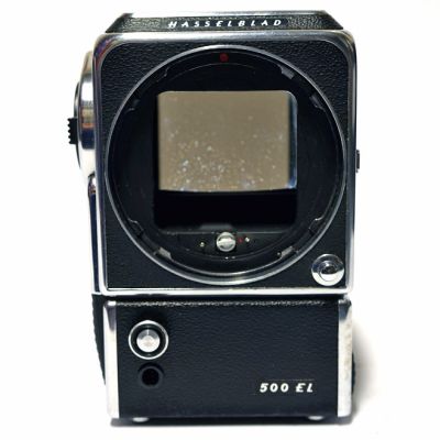 Máquina fotográfica 6x6 SLR Hasselblad 500EL 'Silver' (1964-70) (V)